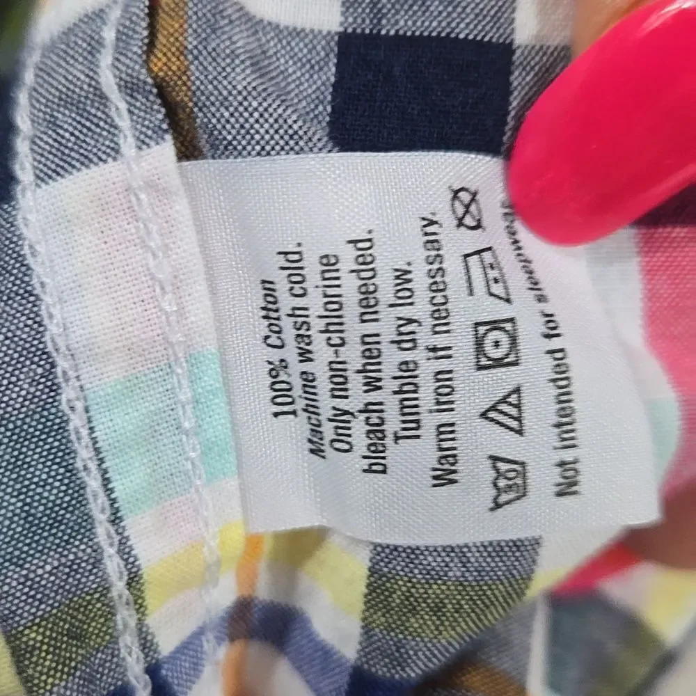 Janie & Jack Boy White Madras Plaid Long Sleeve Button Down Shirt Toddler Cotton